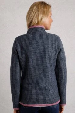 Ariana Eco Full Zip Grid Fleece Navy -Simple Closet Shop 73669