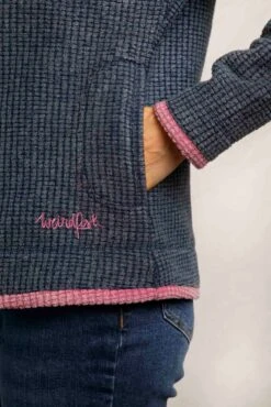 Ariana Eco Full Zip Grid Fleece Navy -Simple Closet Shop 73671