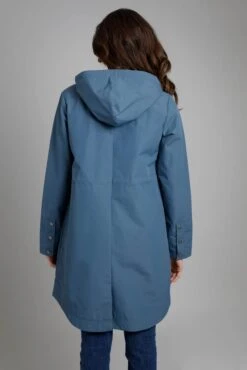 Sanne Recycled Waterproof Longline Jacket Blue Mirage -Simple Closet Shop 75429