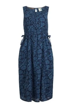 Illaria Printed Organic Cotton Cheesecloth Midi Dress Navy 6 Illaria Printed Organic Cotton Cheesecloth Midi Dress Navy -Simple Closet Shop 80168