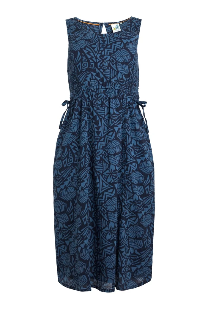 Illaria Printed Organic Cotton Cheesecloth Midi Dress Navy 3 Illaria Printed Organic Cotton Cheesecloth Midi Dress Navy - Image 3