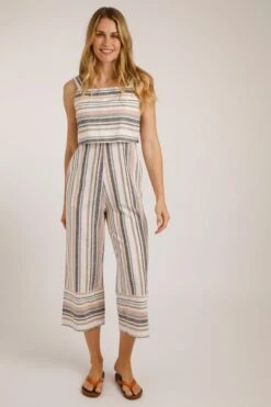 Otavia Organic Stripe Woven Jumpsuit Ecru