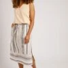 Samara Organic Stripe Woven Midi Skirt Ecru