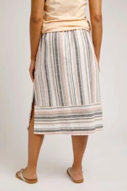 Samara Organic Stripe Woven Midi Skirt Ecru -Simple Closet Shop 80676