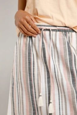 Samara Organic Stripe Woven Midi Skirt Ecru -Simple Closet Shop 80678