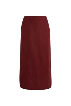 Alsey Linen Midi Skirt Pinot Wine -Simple Closet Shop 81036