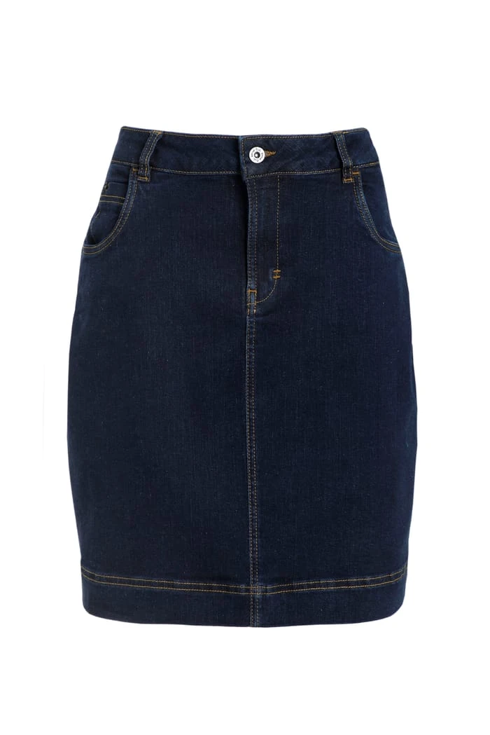 Enid Organic Denim Skirt Dark Denim 2 Enid Organic Denim Skirt Dark Denim - Image 2