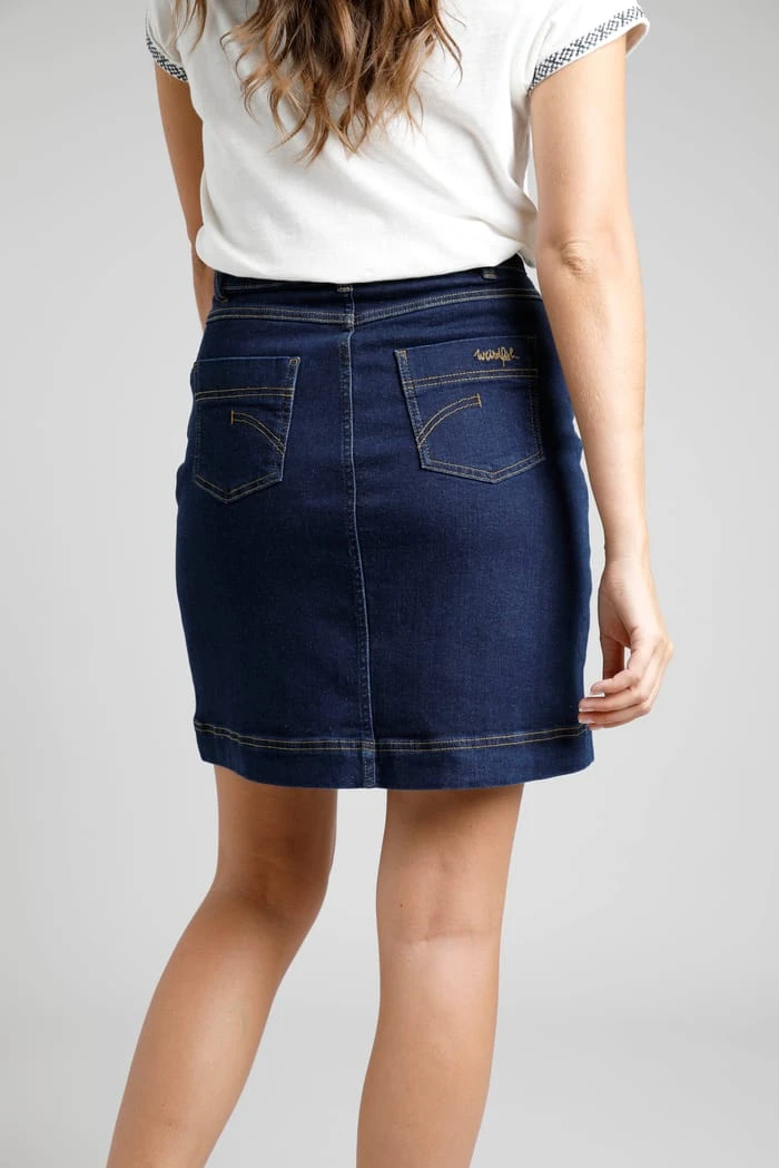 Enid Organic Denim Skirt Dark Denim 3 Enid Organic Denim Skirt Dark Denim - Image 3