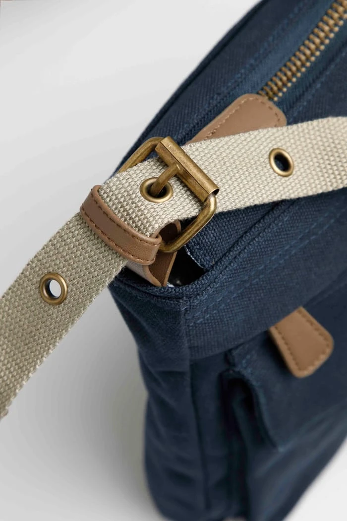 Norton Washed Canvas Cross Body Bag Navy 4 Norton Washed Canvas Cross Body Bag Navy - Image 4
