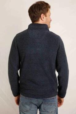 Errill Eco 1/4 Zip Textured Fleece Navy -Simple Closet Shop 88069