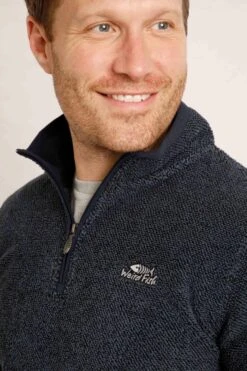 Errill Eco 1/4 Zip Textured Fleece Navy -Simple Closet Shop 88071