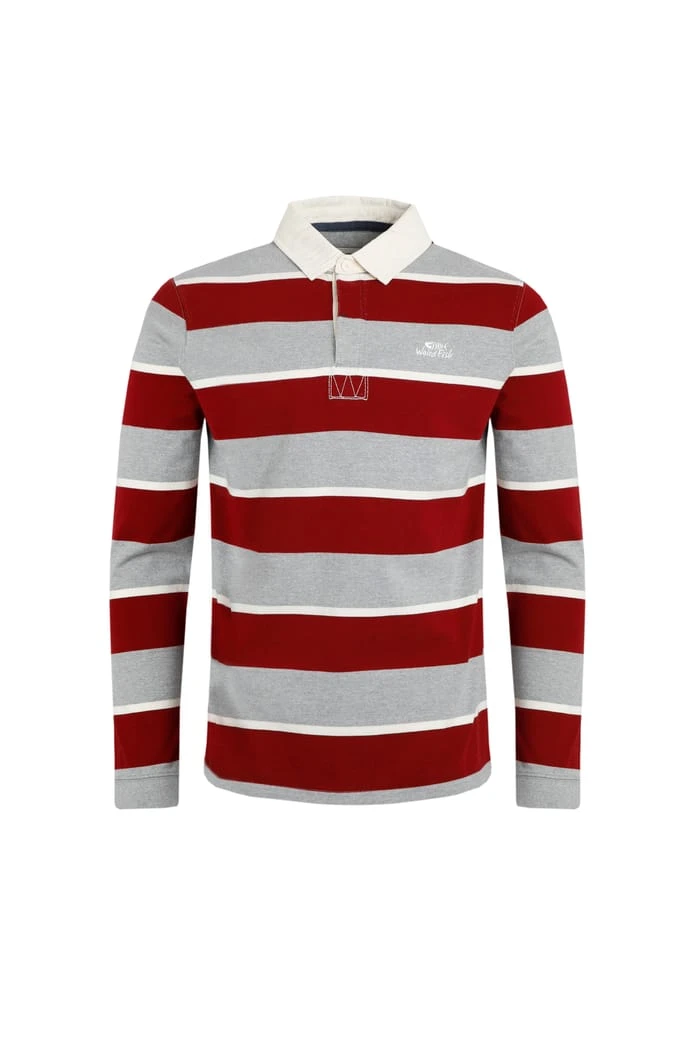 Laxton Organic Long Sleeve Stripe Rugby Shirt Grey 2 Laxton Organic Long Sleeve Stripe Rugby Shirt Grey - Image 2