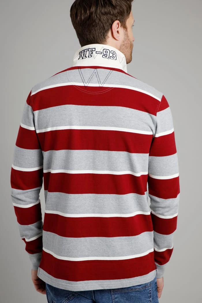 Laxton Organic Long Sleeve Stripe Rugby Shirt Grey 3 Laxton Organic Long Sleeve Stripe Rugby Shirt Grey - Image 3