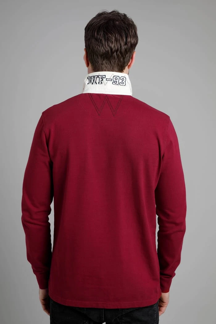 Fulshaw Organic Long Sleeve Rugby Shirt Garnet 3 Fulshaw Organic Long Sleeve Rugby Shirt Garnet - Image 3