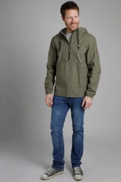 Arno Canvas Popover JacketKhaki -Simple Closet Shop 91186