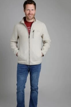 Rossten Eco Full Zip Grid Fleece Ecru