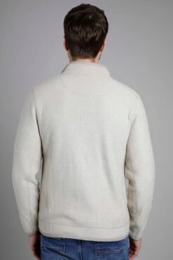 Rossten Eco Full Zip Grid Fleece Ecru -Simple Closet Shop 91214