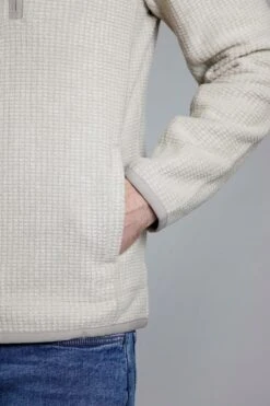 Rossten Eco Full Zip Grid Fleece Ecru -Simple Closet Shop 91216