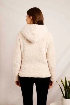 Yara Cosy Fleece Hoodie Oyster -Simple Closet Shop 91304