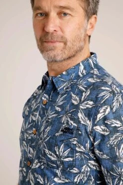 Faraway Organic Short Sleeve Printed Shirt Ensign Blue