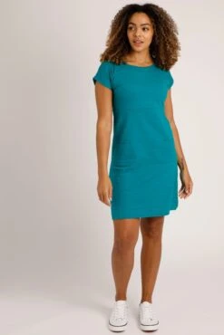 Asten Organic Textured Jersey Dress Peacock Blue