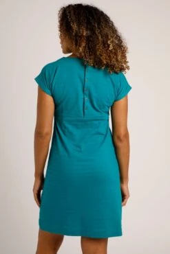 Asten Organic Textured Jersey Dress Peacock Blue 6 Asten Organic Textured Jersey Dress Peacock Blue -Simple Closet Shop 93063