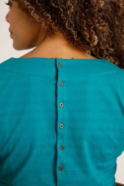 Asten Organic Textured Jersey Dress Peacock Blue 7 Asten Organic Textured Jersey Dress Peacock Blue -Simple Closet Shop 93065