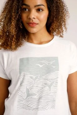 Shores Organic Cotton Graphic T-Shirt White 7 Shores Organic Cotton Graphic T-Shirt White -Simple Closet Shop 93436