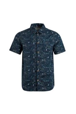Tribena Short Sleeve Linen Shirt Navy -Simple Closet Shop 93685