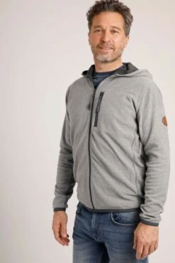 Pellon Full Zip Micro Stripe Hoodie Grey