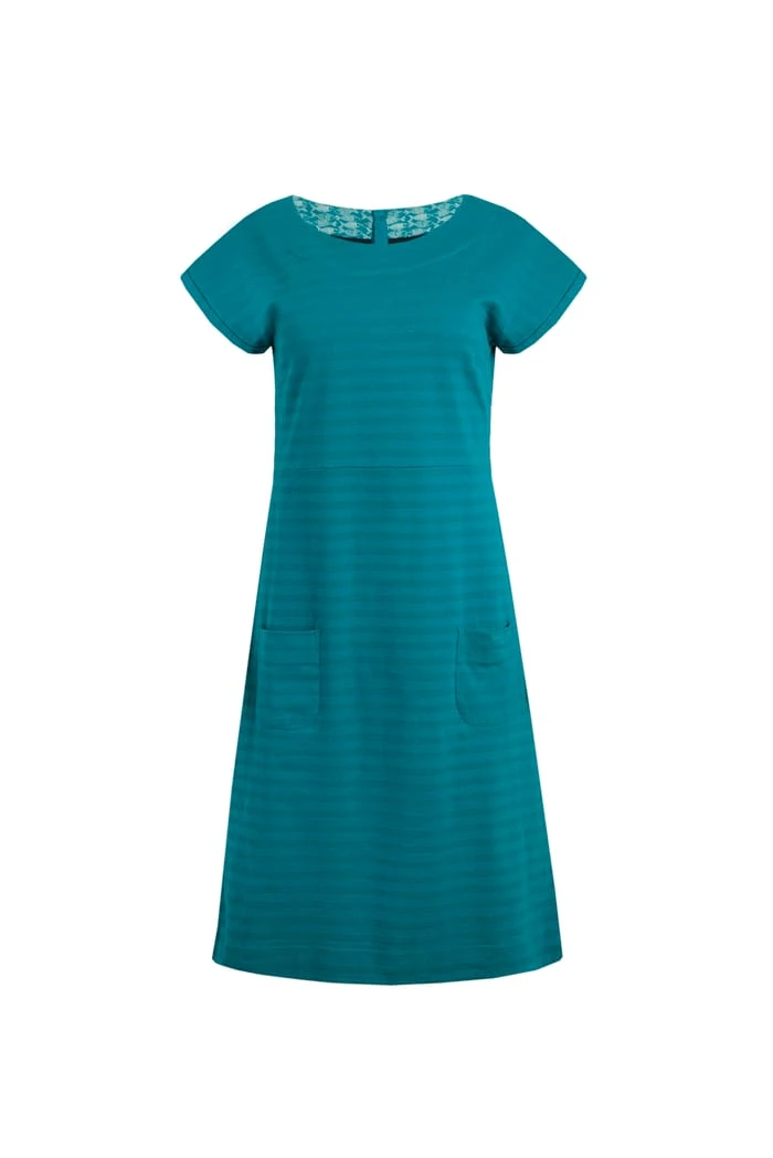 Asten Organic Textured Jersey Dress Peacock Blue 2 Asten Organic Textured Jersey Dress Peacock Blue - Image 2