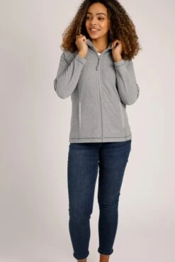 Gemna Full Zip Micro Stripe Hoodie Grey