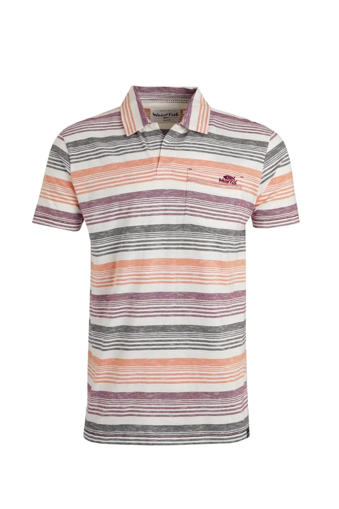 Mersey Organic Stripe Polo Shirt Nightshade 2 Mersey Organic Stripe Polo Shirt Nightshade - Image 2