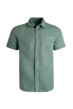 Westray Short Sleeve Linen Rich Shirt Dark Jade -Simple Closet Shop 95628