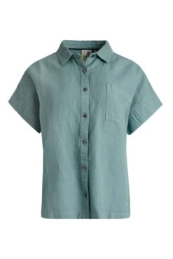 Makri Linen Relaxed Shirt Washed Teal -Simple Closet Shop 95678