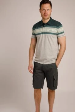 Albury Chest Stripe Polo Shirt Dark Jade