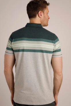Albury Chest Stripe Polo Shirt Dark Jade -Simple Closet Shop 95793