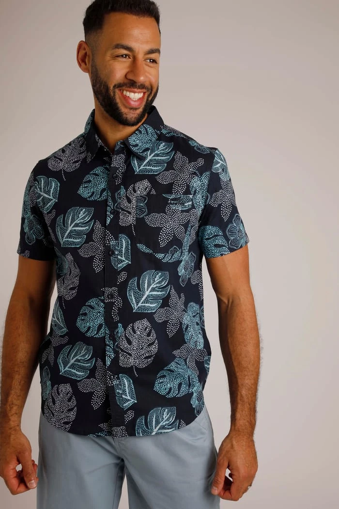 Makemo Organic Short Sleeve Resort Shirt Navy 2 Makemo Organic Short Sleeve Resort Shirt Navy - Image 2