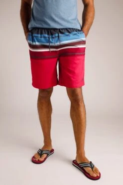 Lucknow Stripe Board Shorts Garnet 7 Lucknow Stripe Board Shorts Garnet -Simple Closet Shop 95892