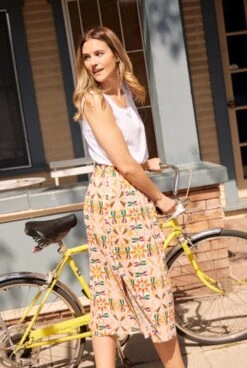 Izabel Organic Cheesecloth Midi Skirt Pale Pink