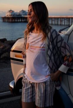 Barletta Organic Stripe Woven Shorts Ecru