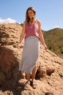 Gia Lenzing EcoVero™ Midi Skirt Cream