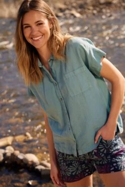 Makri Linen Relaxed Shirt Washed Teal