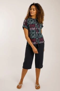 Cassia Linen Shirt Navy Blue