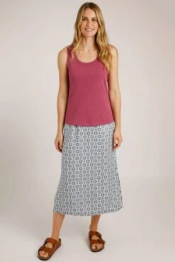 Gia Lenzing EcoVero™ Midi Skirt Cream -Simple Closet Shop 96635