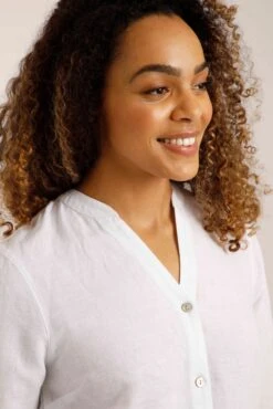 Mathilda Linen Longline Shirt White -Simple Closet Shop 96722