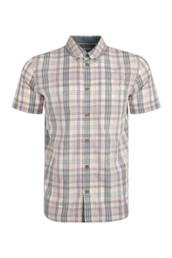 Darkan Short Sleeve Check Shirt Marshmallow -Simple Closet Shop 97050
