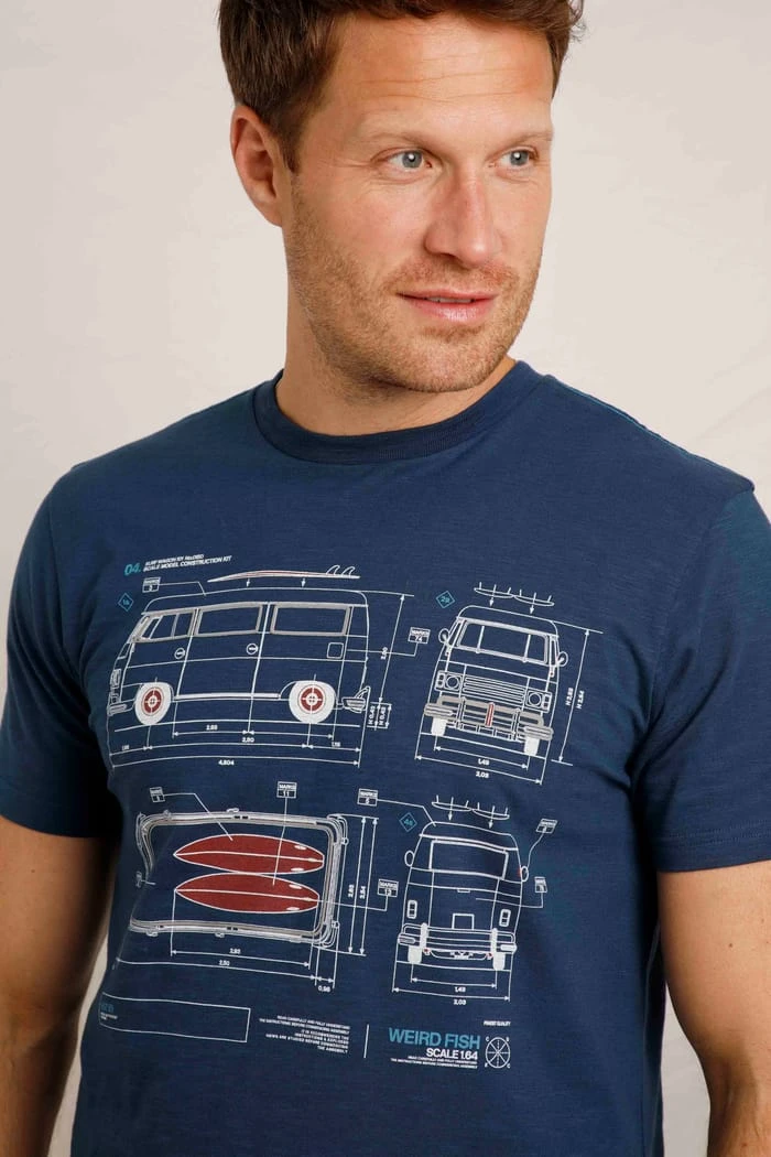 Van Kit Organic Graphic T-Shirt Federal Blue 4 Van Kit Organic Graphic T-Shirt Federal Blue - Image 4