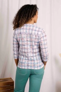 Fes Burnout Check ShirtPale Denim -Simple Closet Shop 98315