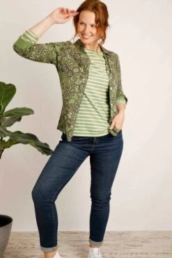 Lanty Organic Long Sleeve Stripe T-Shirt Pistachio